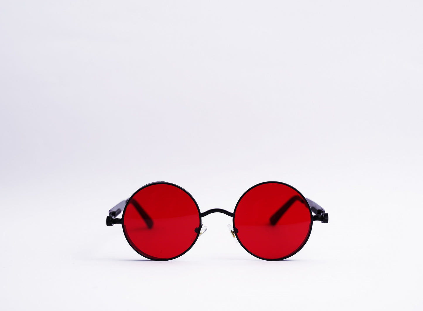 Steampunk Round Sunglasses - Black Red