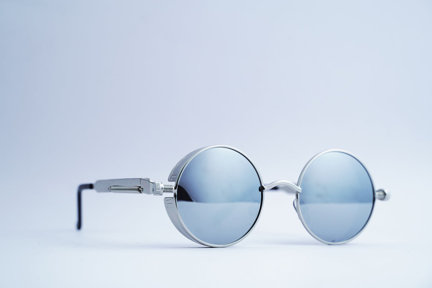 Steampunk Round Sunglasses - Silver