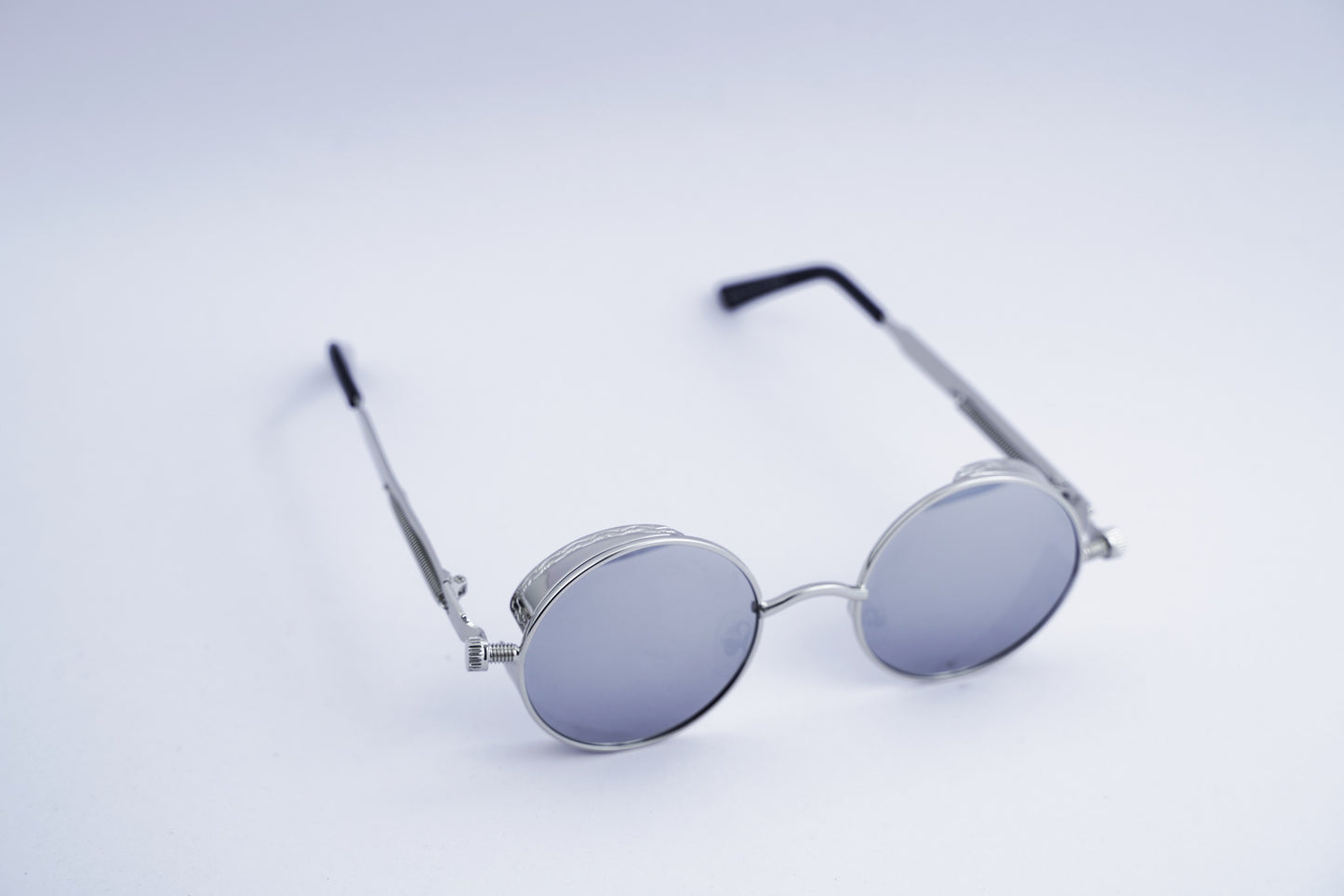 Steampunk Round Sunglasses - Silver