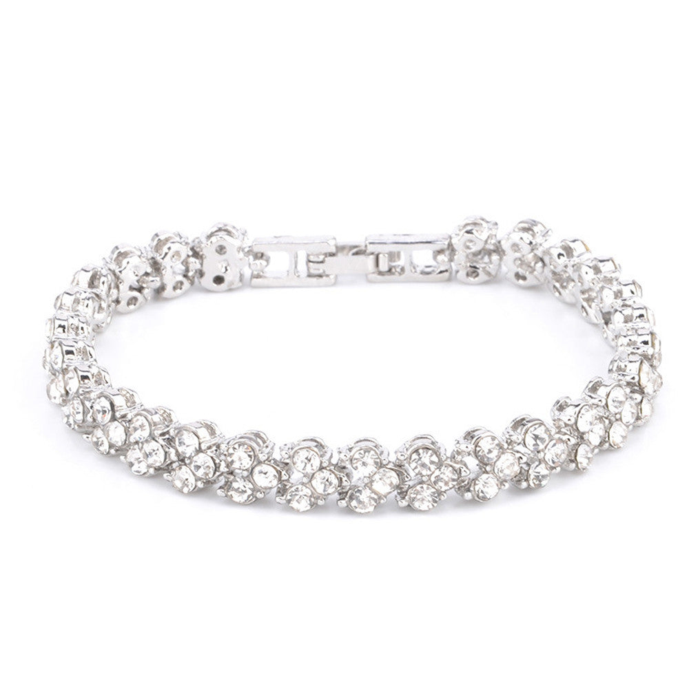 Zircon Crystal Bracelet + Earrings Combo